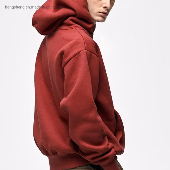 Jaqueta de lã com capuz de algodão macio de alta qualidade personalizada com estampa simples superdimensionada e pesada 480 GSM masculina com marca própria