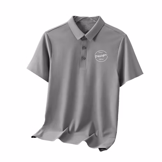 Roupa Corporativa Roupa de Trabalho Personalizada Masculina 100% Algodão Manga Curta Azul Bordada Personalizada Golf Performance Polo