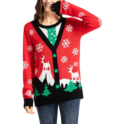 Suéter com estampa de rosto personalizado unissex Ugly Christmas Sweatshirt adulto