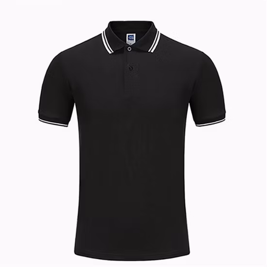 Camisa Polo Masculina de Algodão Bordada Simples Branca Preta Golf Sports com Logotipo Personalizado
