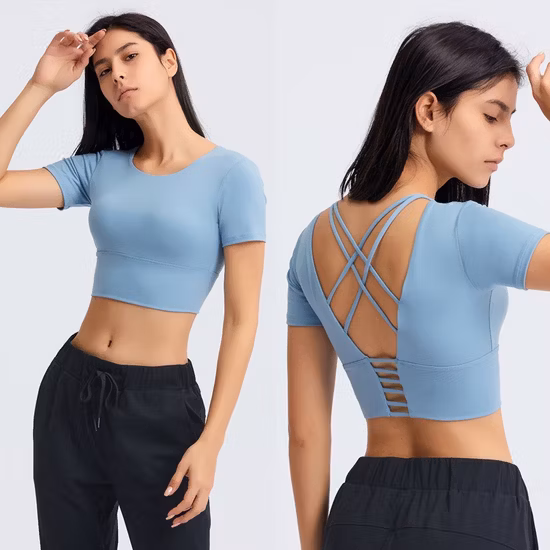 Blusa feminina casual de verão cropped manga curta manga curta camiseta